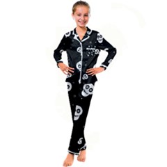 Skull Pattern Kids  Satin Long Sleeve Pajamas Set by Ket1n9