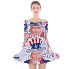 United States Of America Images Independence Day Long Sleeve Velvet Skater Dress by Ket1n9