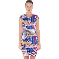 Independence Day United States Of America Capsleeve Drawstring Dress  by Ket1n9