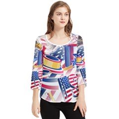 Independence Day United States Of America Chiffon Quarter Sleeve Blouse by Ket1n9