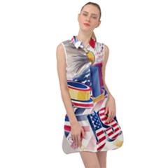 Independence Day United States Of America Sleeveless Shirt Dress by Ket1n9