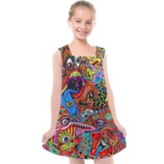 Art Color Dark Detail Monsters Psychedelic Kids  Cross Back Dress by Ket1n9