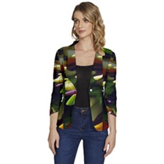 Bright Peppers Women s One-button 3/4 Sleeve Short Jacket by Ket1n9