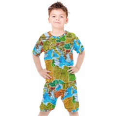 World Map Kids  T-shirt And Shorts Set by Ket1n9