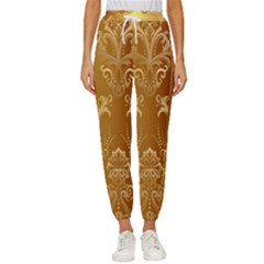 Golden Pattern Vintage Gradient Vector Women s Cropped Drawstring Pants by Ket1n9