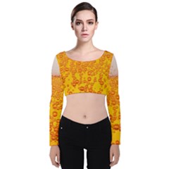 Beer Alcohol Drink Drinks Velvet Long Sleeve Crop Top by Ket1n9