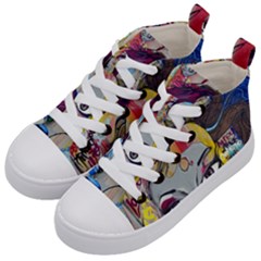 Graffiti-mural-street-art-painting Kids  Mid-top Canvas Sneakers by Ket1n9