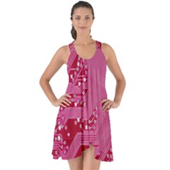 Pink Circuit Pattern Show Some Back Chiffon Dress by Ket1n9