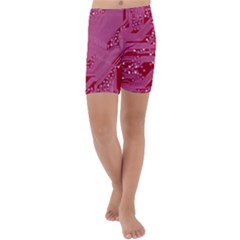 Pink Circuit Pattern Kids  Lightweight Velour Capri Yoga Leggings by Ket1n9