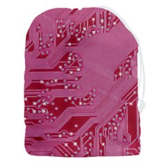 Pink Circuit Pattern Drawstring Pouch (3xl) by Ket1n9