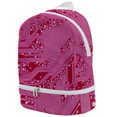 Pink Circuit Pattern Zip Bottom Backpack by Ket1n9