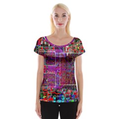 Technology Circuit Board Layout Pattern Cap Sleeve Top by Ket1n9