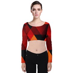 Abstract Triangle Wallpaper Velvet Long Sleeve Crop Top by Ket1n9