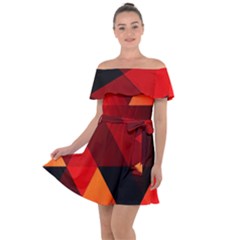 Abstract Triangle Wallpaper Off Shoulder Velour Dress by Ket1n9