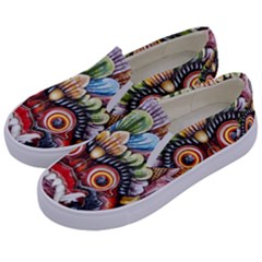 Wood Sculpture Bali Logo Kids  Canvas Slip Ons by Ket1n9