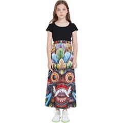 Wood Sculpture Bali Logo Kids  Flared Maxi Skirt by Ket1n9