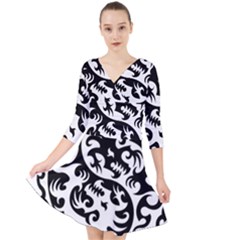 Ying Yang Tattoo Quarter Sleeve Front Wrap Dress by Ket1n9