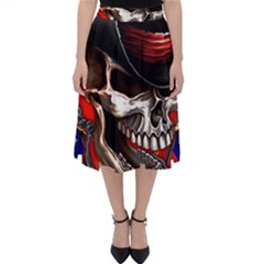 Confederate Flag Usa America United States Csa Civil War Rebel Dixie Military Poster Skull Classic Midi Skirt by Ket1n9