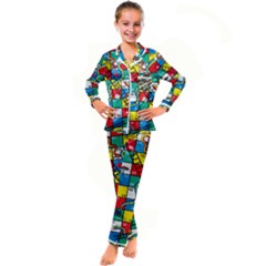 Snakes And Ladders Kids  Satin Long Sleeve Pajamas Set by Ket1n9