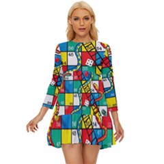 Snakes And Ladders Long Sleeve Babydoll Dress by Ket1n9