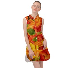 Leaves Texture Sleeveless Shirt Dress by Ket1n9