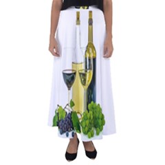 White-wine-red-wine-the-bottle Flared Maxi Skirt by Ket1n9