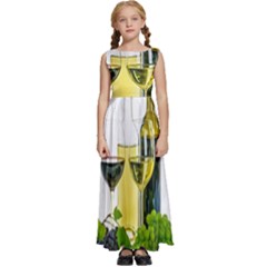 White-wine-red-wine-the-bottle Kids  Satin Sleeveless Maxi Dress by Ket1n9