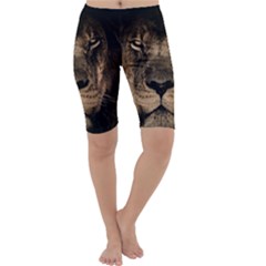 African-lion-mane-close-eyes Cropped Leggings  by Ket1n9