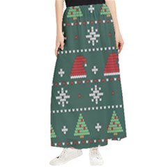 Beautiful Knitted Christmas Pattern Maxi Chiffon Skirt by Ket1n9