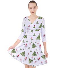 Christmas-santa-claus-decoration Quarter Sleeve Front Wrap Dress by Ket1n9