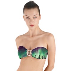 Aurora-borealis-northern-lights Twist Bandeau Bikini Top by Ket1n9