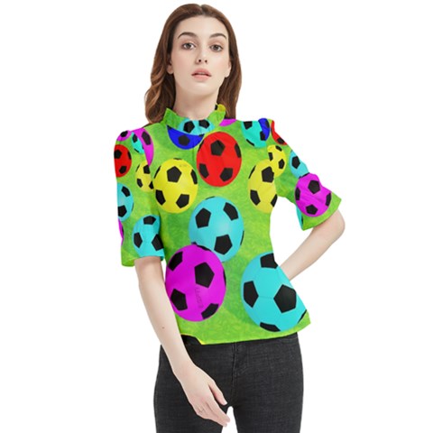 Balls Colors Frill Neck Blouse by Ket1n9