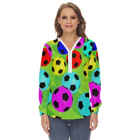 Balls Colors Zip Up Long Sleeve Blouse by Ket1n9