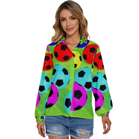 Balls Colors Women s Long Sleeve Button Up Shirt by Ket1n9