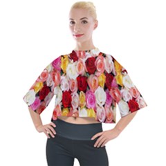 Rose Color Beautiful Flowers Mock Neck T-shirt by Ket1n9