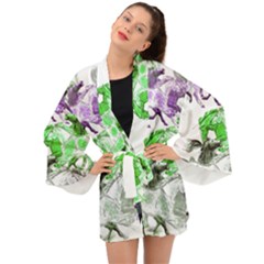 Horse-horses-animal-world-green Long Sleeve Kimono by Ket1n9