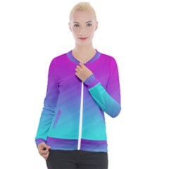 Background-pink-blue-gradient Casual Zip Up Jacket by Ket1n9