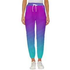 Background-pink-blue-gradient Women s Cropped Drawstring Pants by Ket1n9