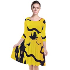 Halloween Night Terrors Quarter Sleeve Waist Band Dress by Ket1n9