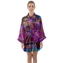 Technology Circuit Board Layout Pattern Long Sleeve Satin Kimono by Ket1n9