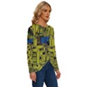 Technology Circuit Board Long Sleeve Crew Neck Pullover Top View3
