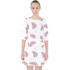 Watermelon Wallpapers  Creative Illustration And Patterns Quarter Sleeve Pocket Dress by Ket1n9