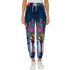 Abstract-vibrant-colour-cityscape Women s Cropped Drawstring Pants by Ket1n9