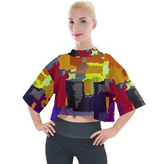 Abstract-vibrant-colour Mock Neck T-shirt by Ket1n9