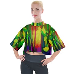 Abstract-vibrant-colour-botany Mock Neck T-shirt by Ket1n9