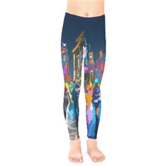 Abstract-vibrant-colour-cityscape Kids  Classic Winter Leggings by Ket1n9