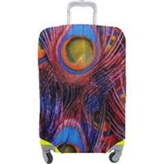 Pretty Peacock Feather Luggage Cover (large) by Ket1n9