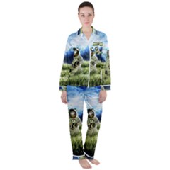 Astronaut Women s Long Sleeve Satin Pajamas Set	 by Ket1n9