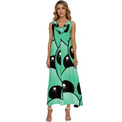 Art Alien Pattern V-neck Sleeveless Loose Fit Overalls by Ket1n9