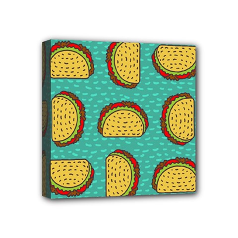 Taco-drawing-background-mexican-fast-food-pattern Mini Canvas 4  X 4  (stretched) by Ket1n9